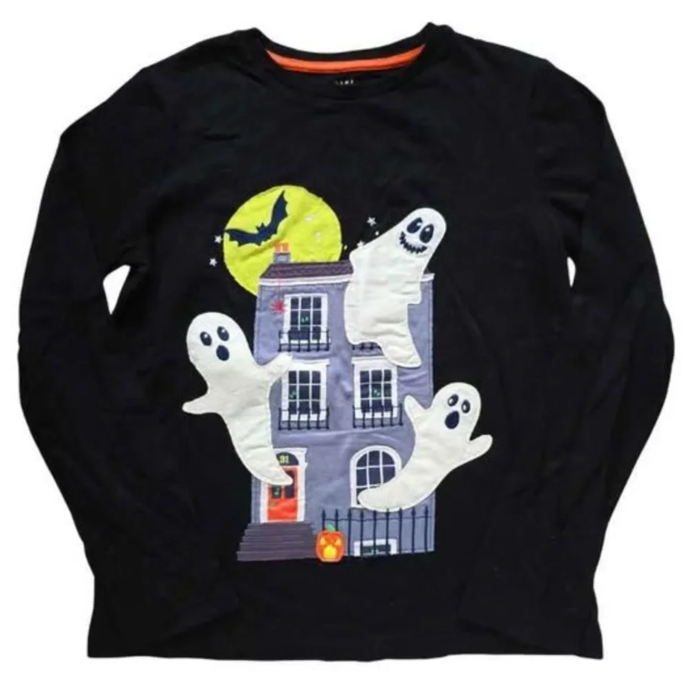 MINI BODEN Halloween Ghost Shirt Applique 11-12Y Boys
